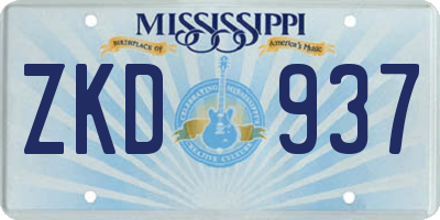 MS license plate ZKD937