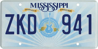 MS license plate ZKD941