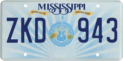 MS license plate ZKD943