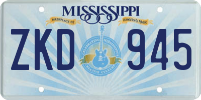 MS license plate ZKD945