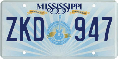 MS license plate ZKD947