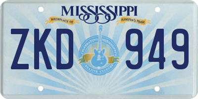MS license plate ZKD949