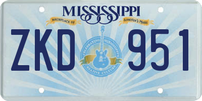 MS license plate ZKD951