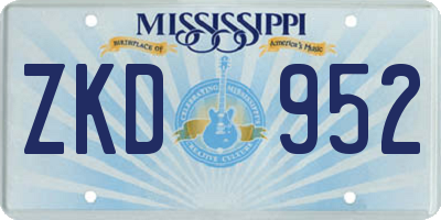 MS license plate ZKD952