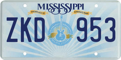 MS license plate ZKD953