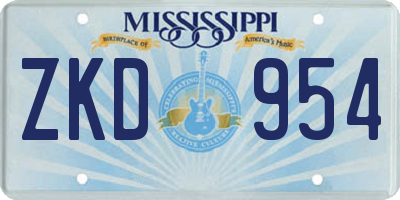 MS license plate ZKD954