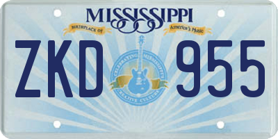 MS license plate ZKD955