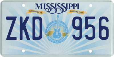MS license plate ZKD956