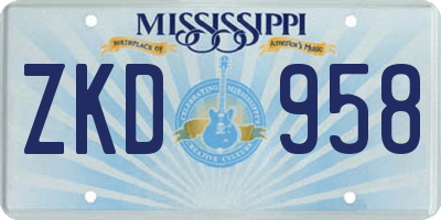 MS license plate ZKD958