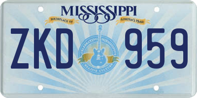 MS license plate ZKD959