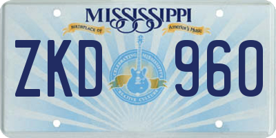 MS license plate ZKD960