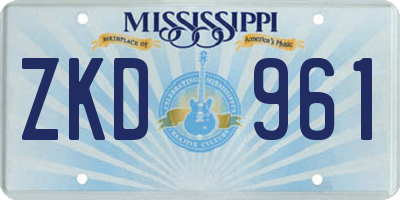 MS license plate ZKD961