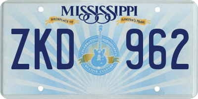 MS license plate ZKD962