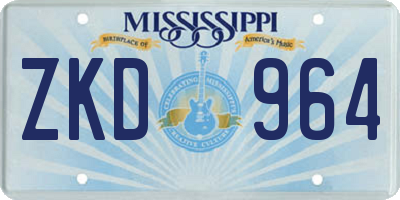 MS license plate ZKD964
