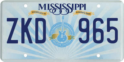 MS license plate ZKD965