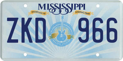 MS license plate ZKD966