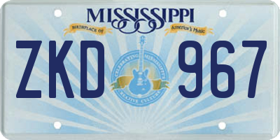 MS license plate ZKD967
