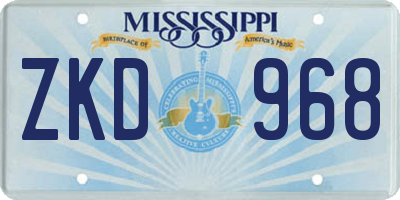 MS license plate ZKD968