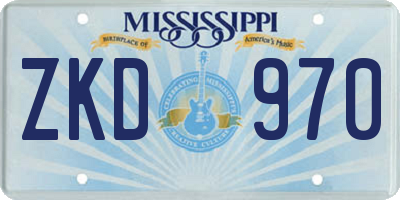 MS license plate ZKD970