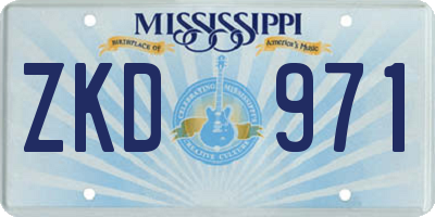 MS license plate ZKD971