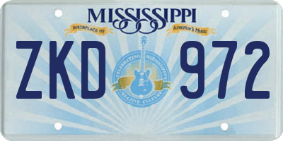 MS license plate ZKD972