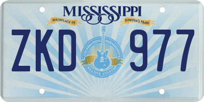 MS license plate ZKD977