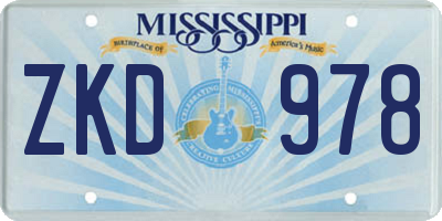 MS license plate ZKD978