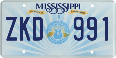 MS license plate ZKD991