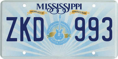 MS license plate ZKD993