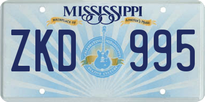 MS license plate ZKD995