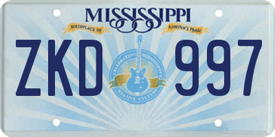 MS license plate ZKD997
