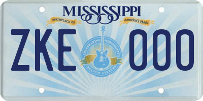 MS license plate ZKE000