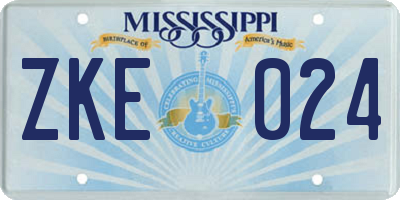 MS license plate ZKE024