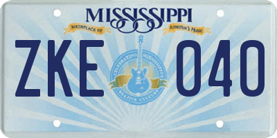 MS license plate ZKE040