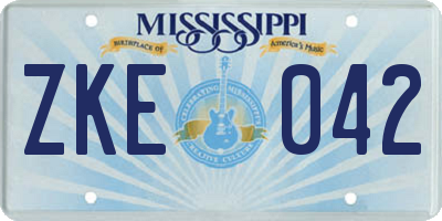 MS license plate ZKE042