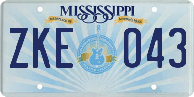 MS license plate ZKE043