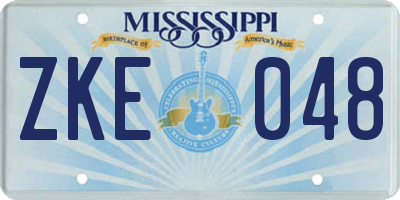 MS license plate ZKE048