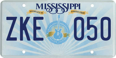 MS license plate ZKE050