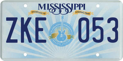 MS license plate ZKE053