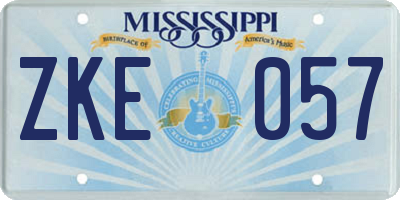 MS license plate ZKE057