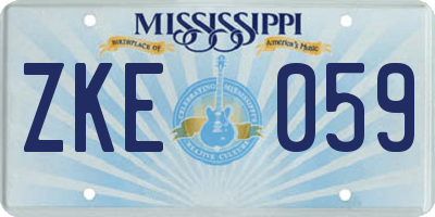 MS license plate ZKE059