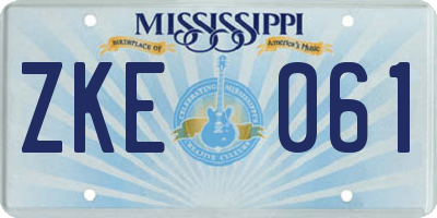 MS license plate ZKE061