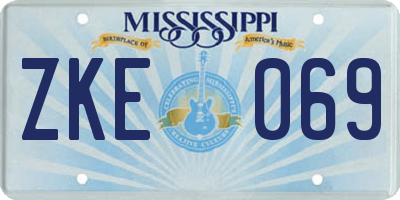 MS license plate ZKE069