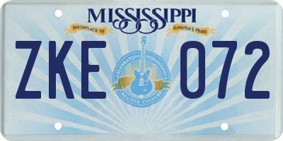 MS license plate ZKE072