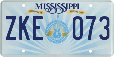 MS license plate ZKE073