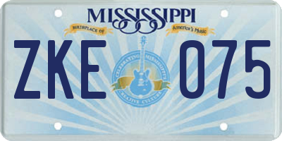MS license plate ZKE075