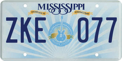 MS license plate ZKE077