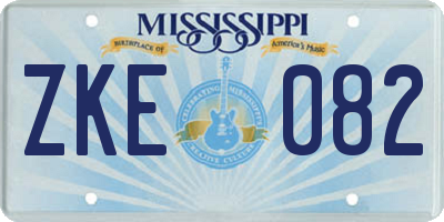 MS license plate ZKE082