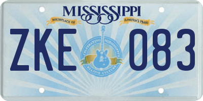 MS license plate ZKE083