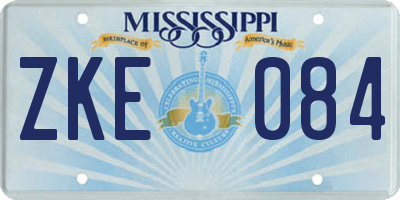 MS license plate ZKE084